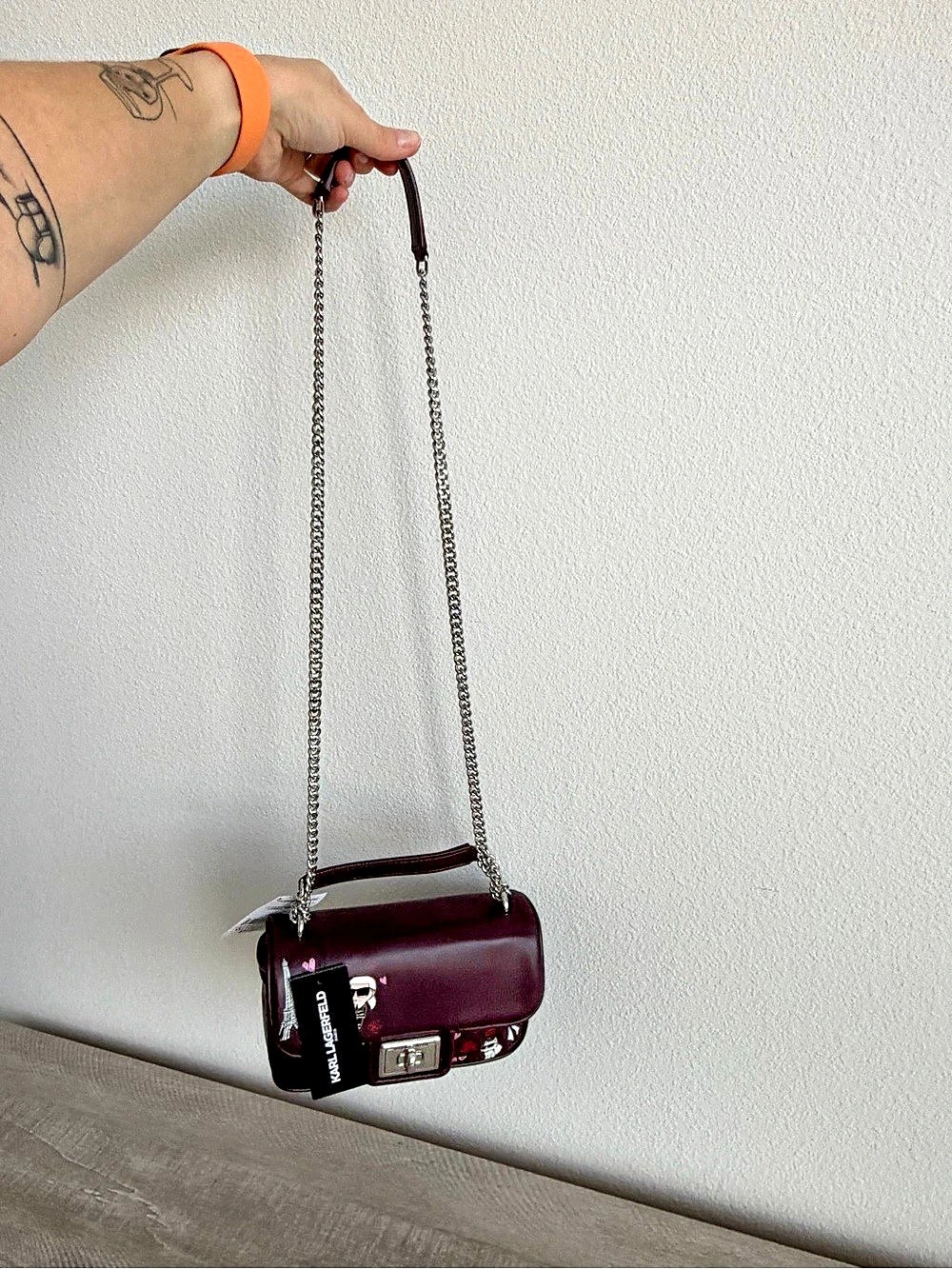 Karl Lagerfeld Paris Karl Choupette Burgundy Shoulder Crossbody Bag NWT - Picture 5 of 12